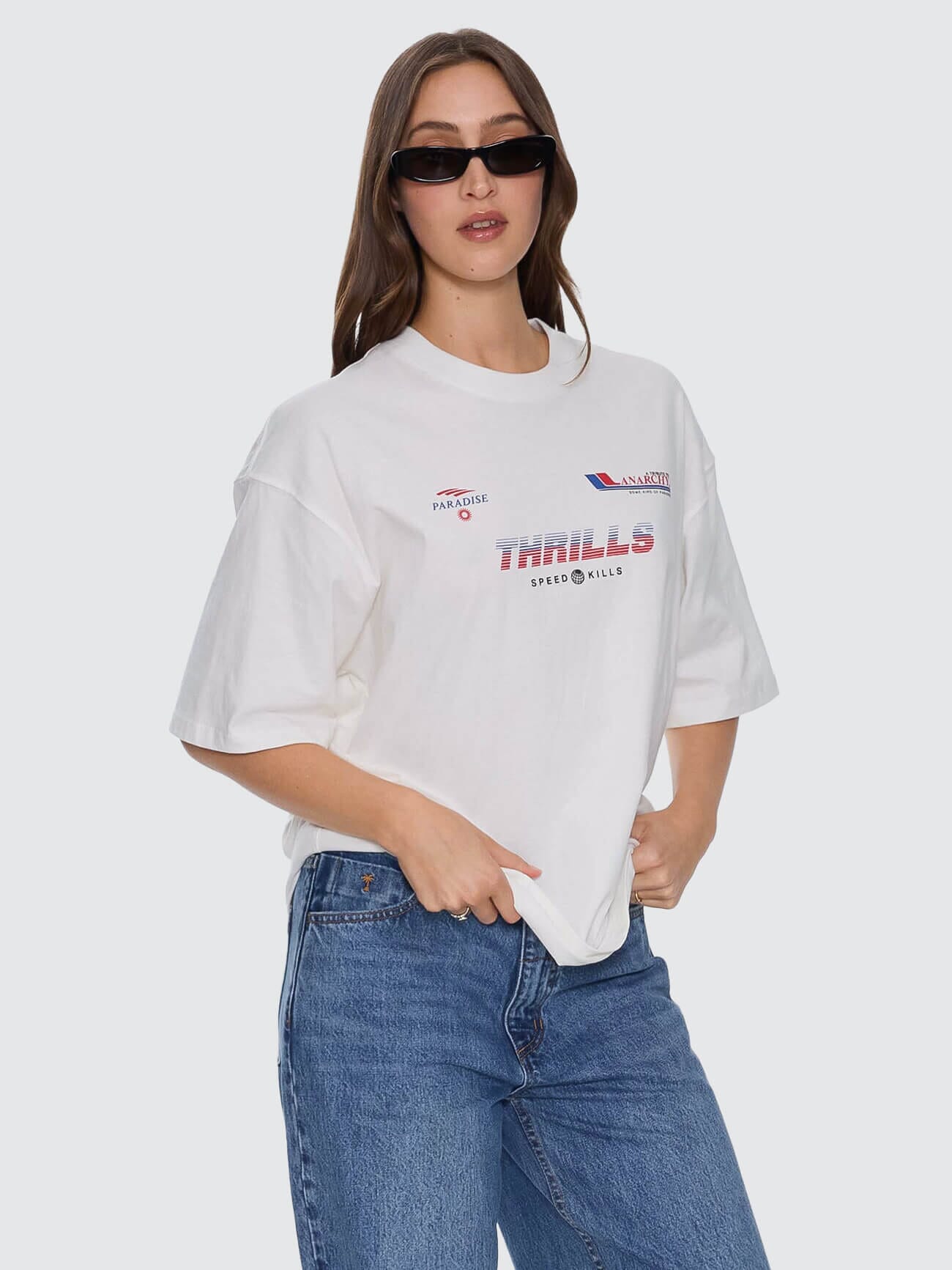 Anarchy In Paradise Oversized Tee - Dirty White