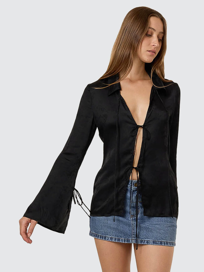 Lost In The Light Tie Top - Black