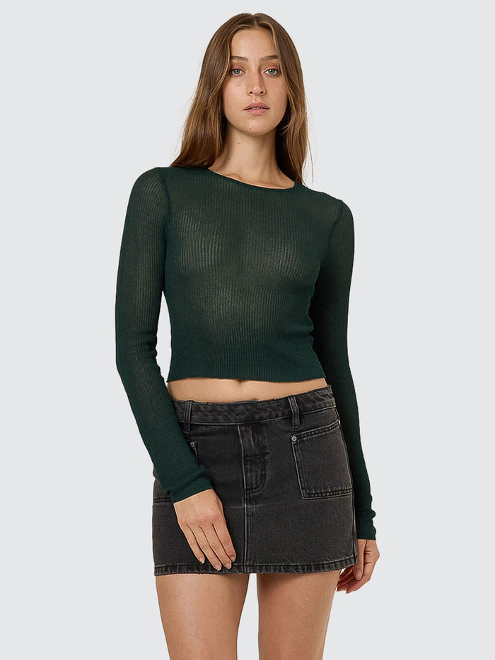 Dissolve My Mind Long Sleeve Knit Top - Vista Green