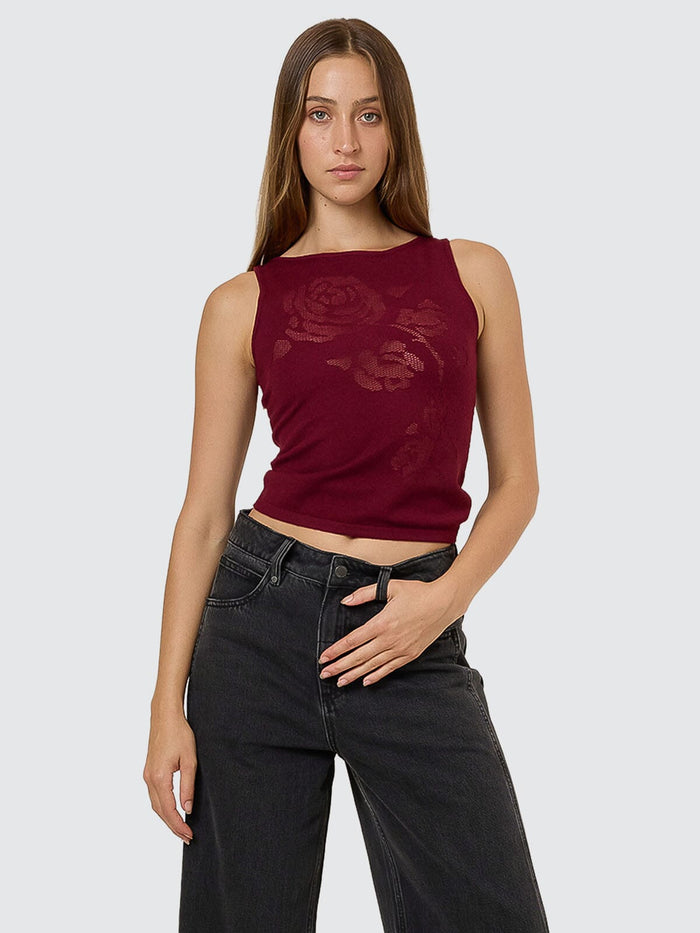 Rosetta Knit Tank - Mahogany 4