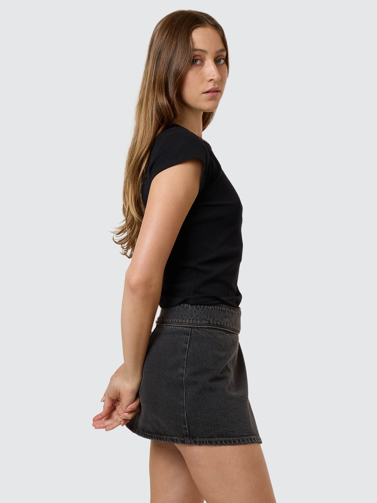Night Shift Wrap Mini Skirt - Ash Black