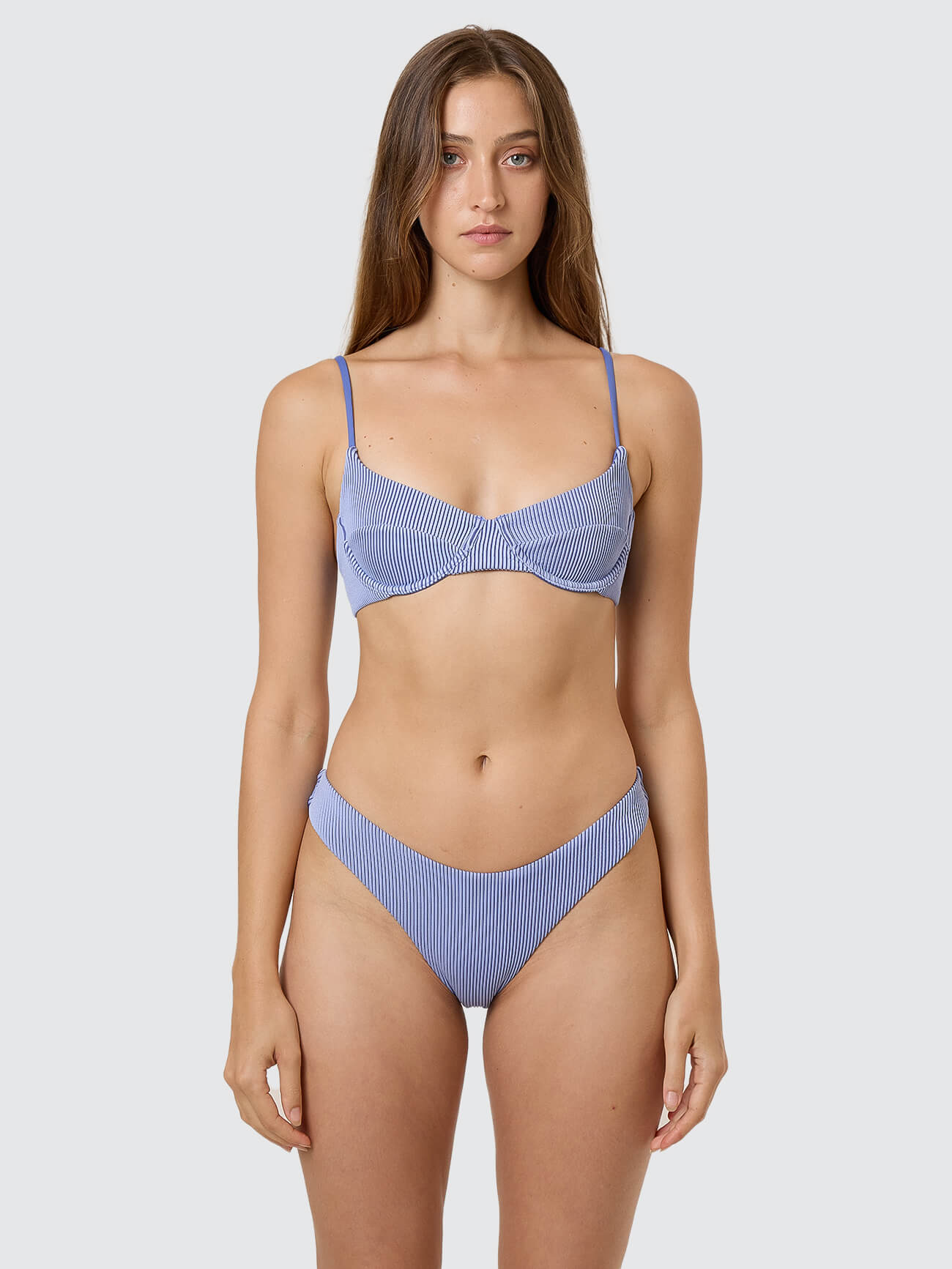 Alba Rib Underwire Bikini Top - Cornflower Blue
