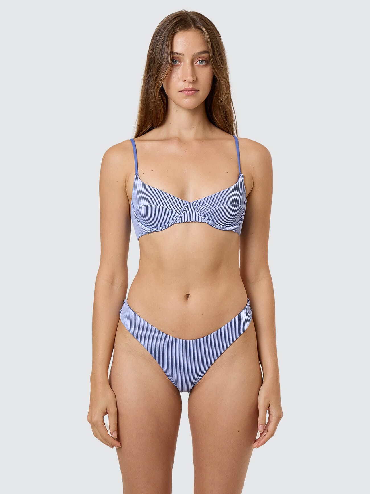 Alba Rib Underwire Bikini Top - Cornflower Blue