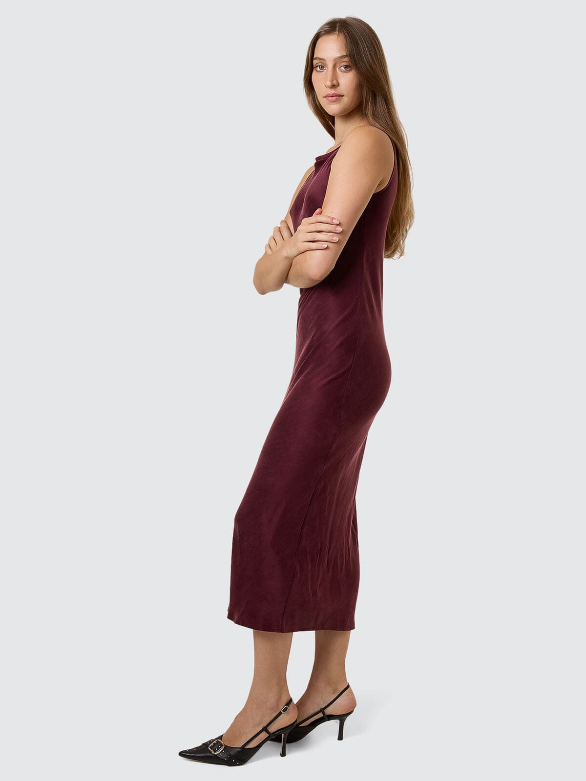 Kathleen Slip Dress - Mahogany 4