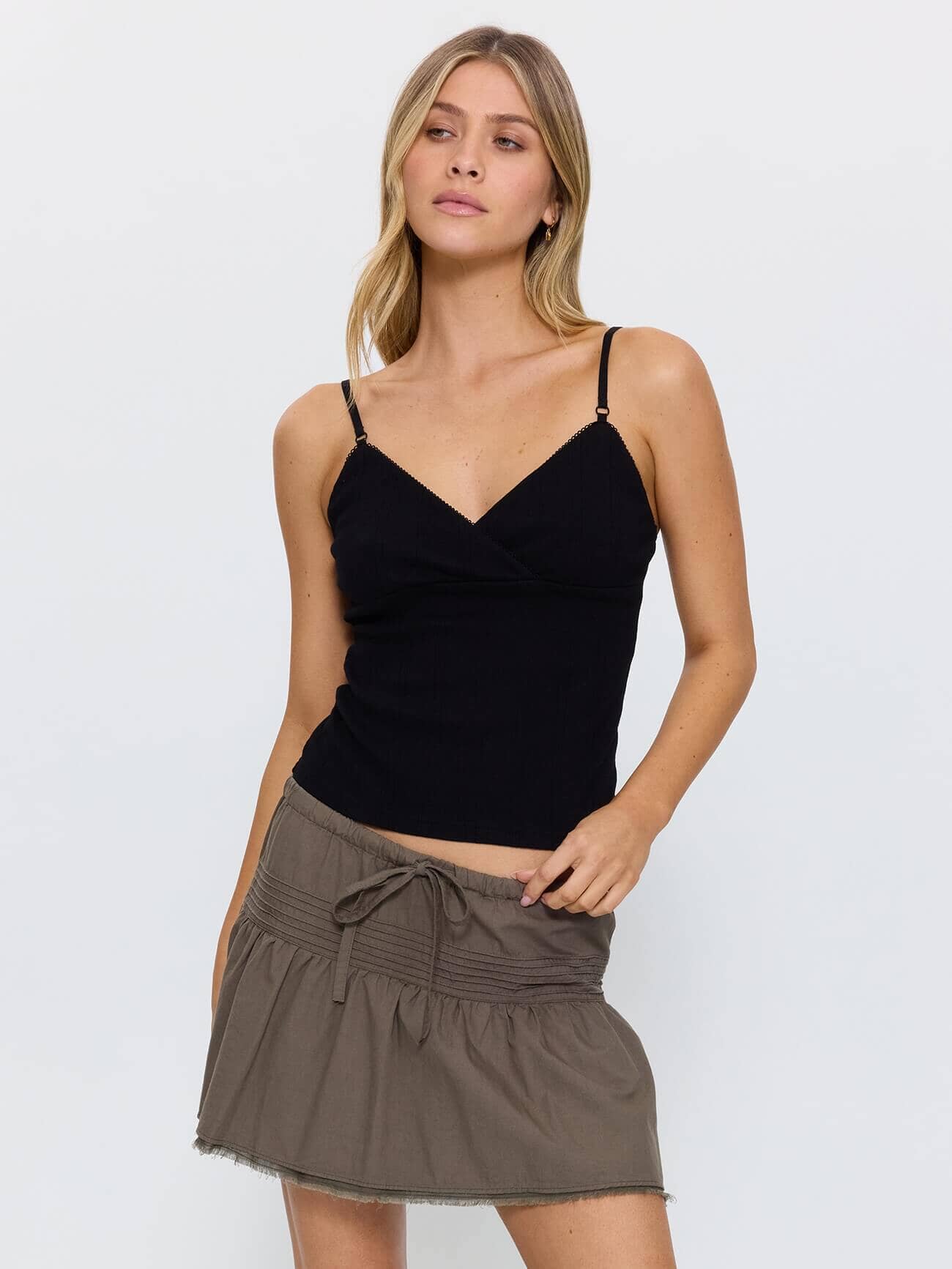 Violet Pointelle Top - Black 4