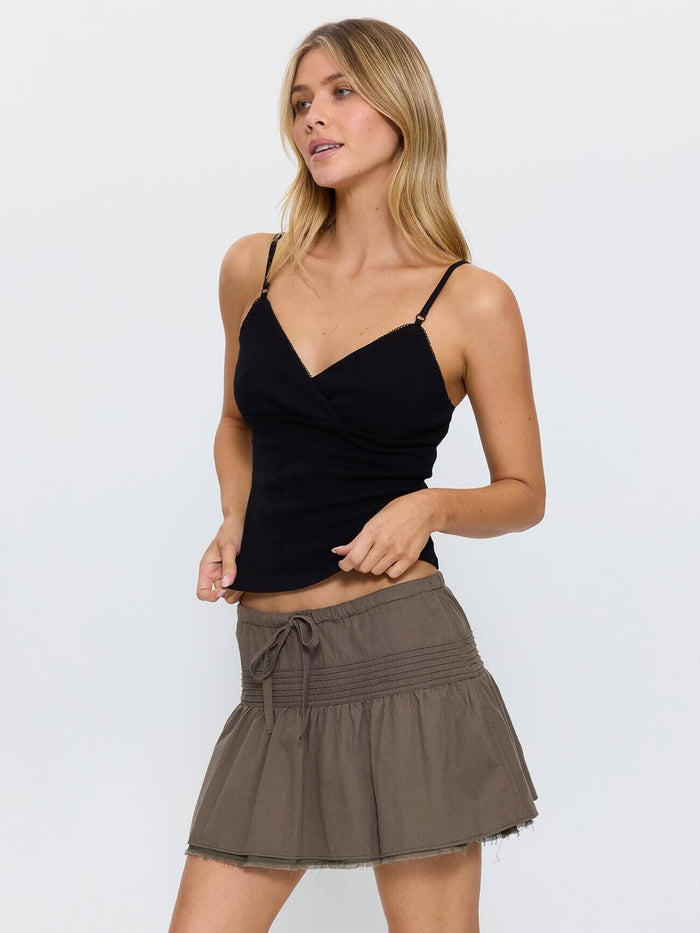 Violet Pointelle Top - Black 4