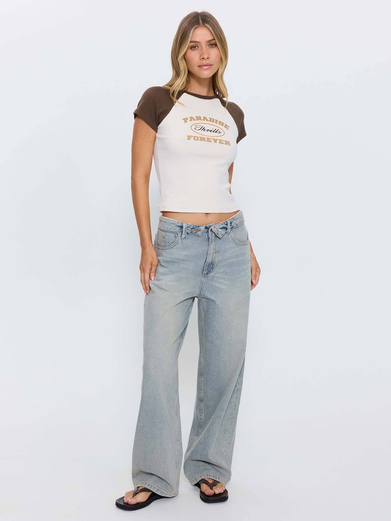 Murphy Folded Waist Baggy Jean - Light Granite Blue