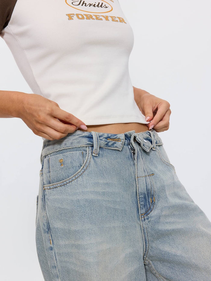 Murphy Folded Waist Baggy Jean - Light Granite Blue