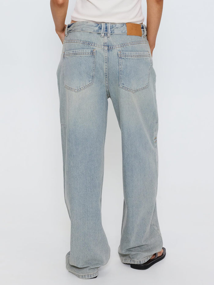 Murphy Folded Waist Baggy Jean - Light Granite Blue