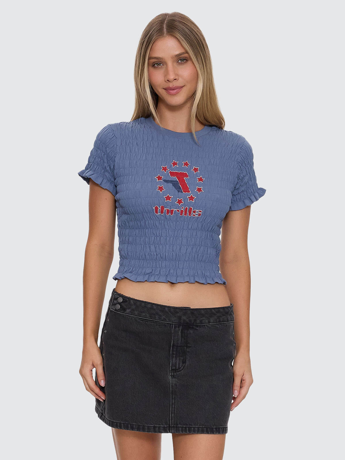 Against All Odds Shirred Tee - Bluefin 4