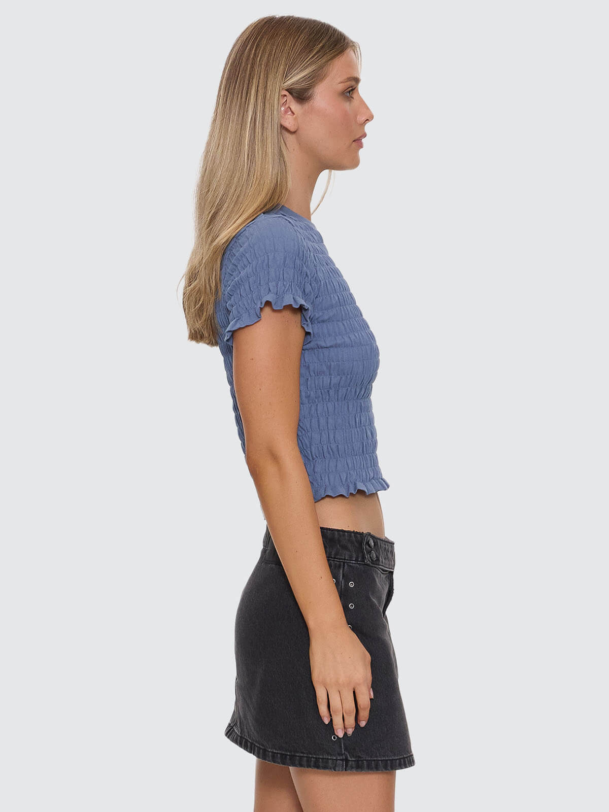 Against All Odds Shirred Tee - Bluefin 4