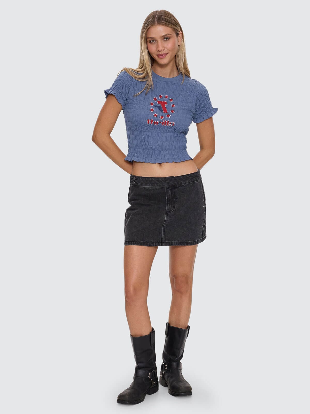 Against All Odds Shirred Tee - Bluefin 4