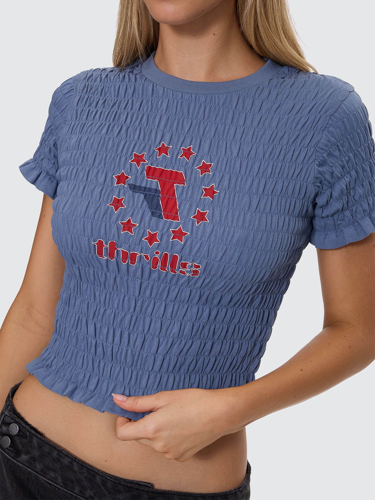 Against All Odds Shirred Tee - Bluefin 4