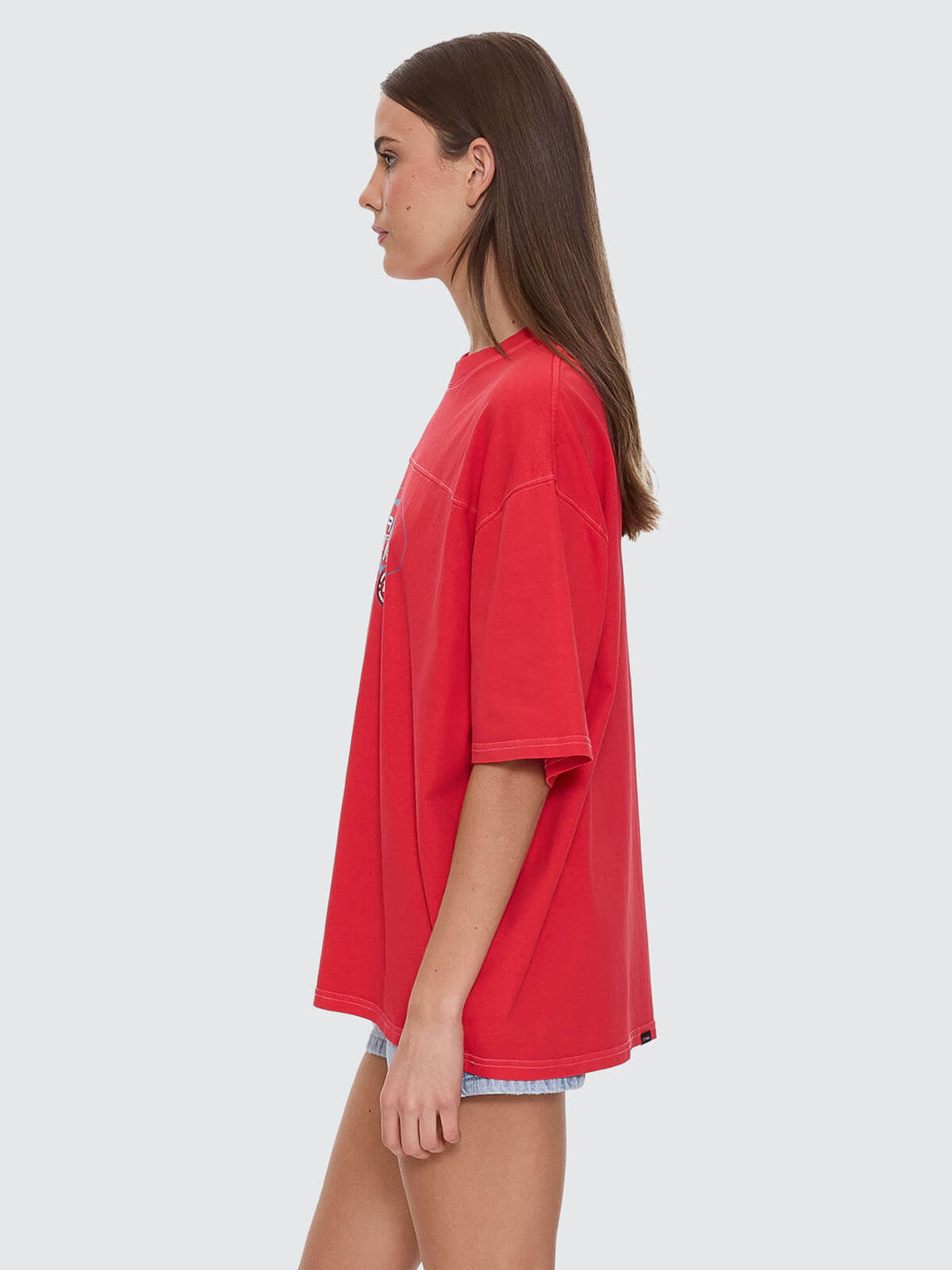 Track Record Oversized Tee - Flame Red 4