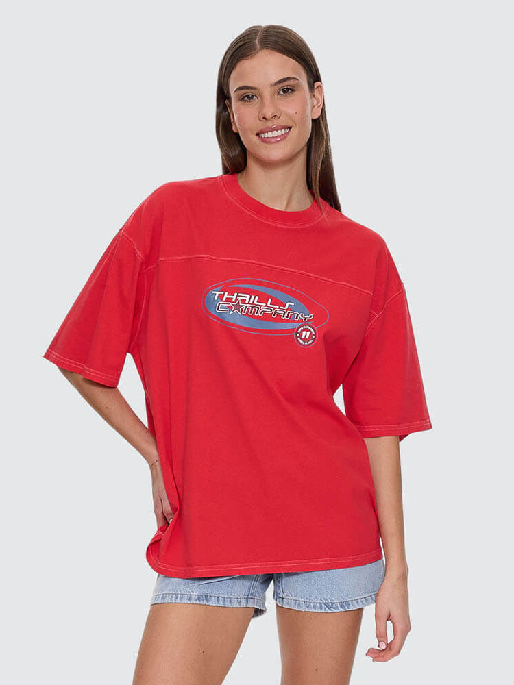 Track Record Oversized Tee - Flame Red 4