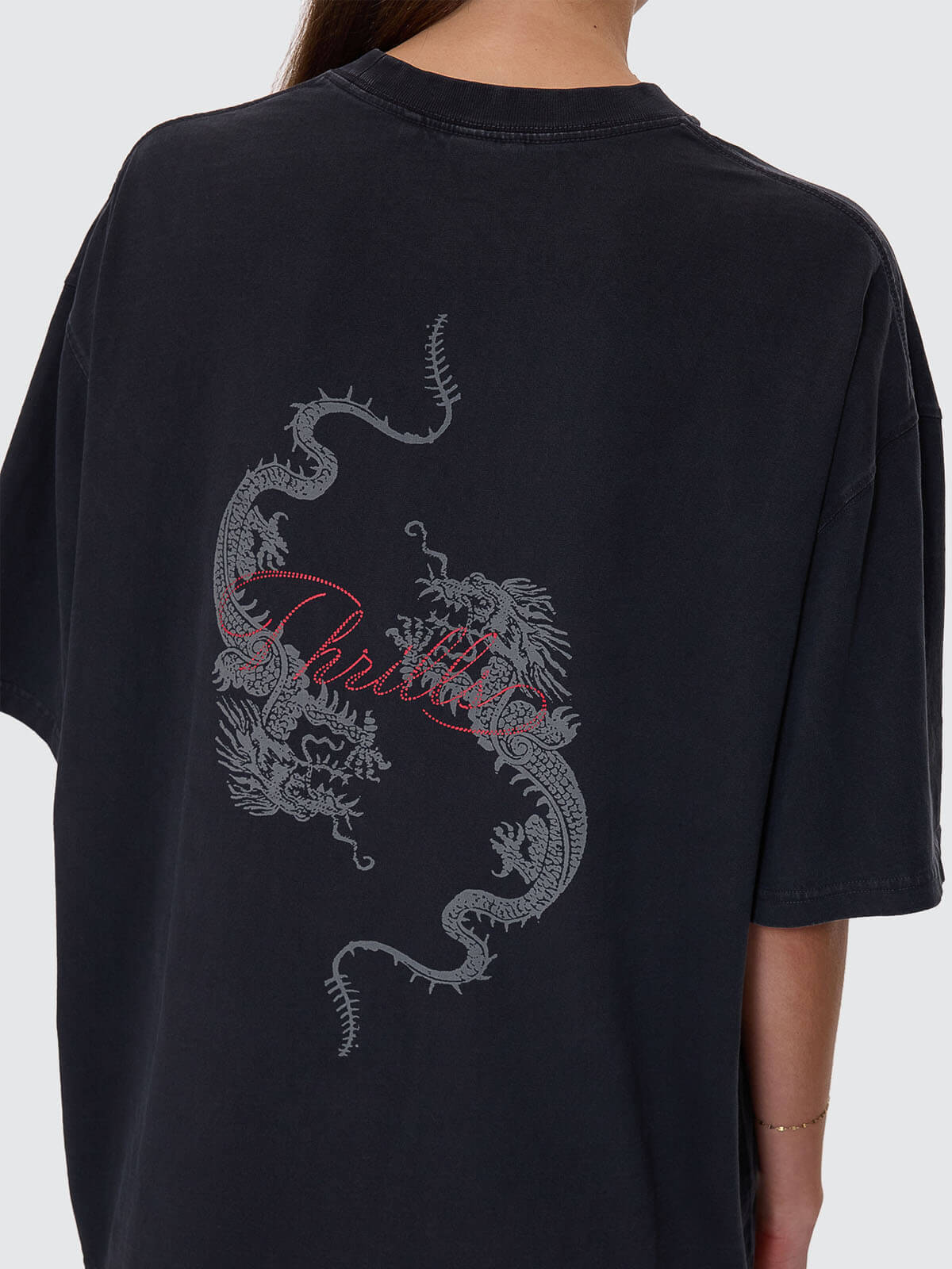 Chaos Reigns Oversized Tee - Washed Black 4