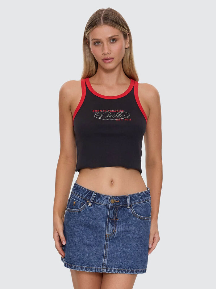 Chaos Reigns Studded Tank - Washed Black 4