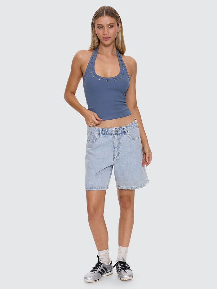 Living Easy Eyelet Halter Top - Bluefin 4