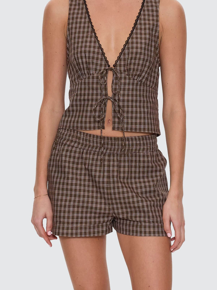 State Of Mind Check Short - Postal Brown 4