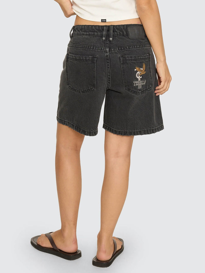 Billie Low Rise Baggy Embro Short - Ash Black 4
