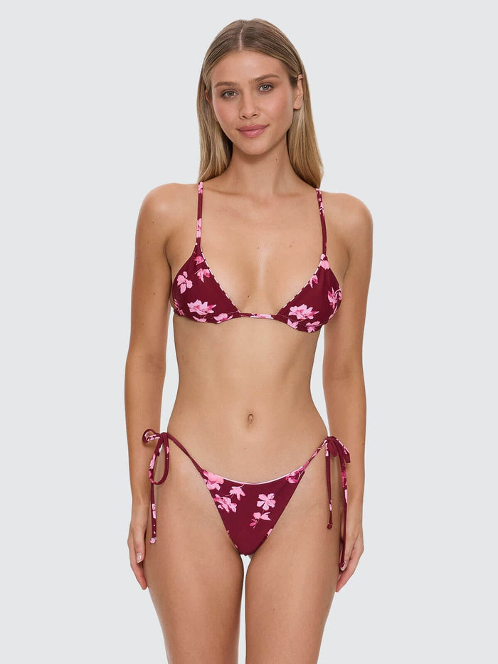 Full Bloom Reversible String Bikini Top - Pomegranate 4
