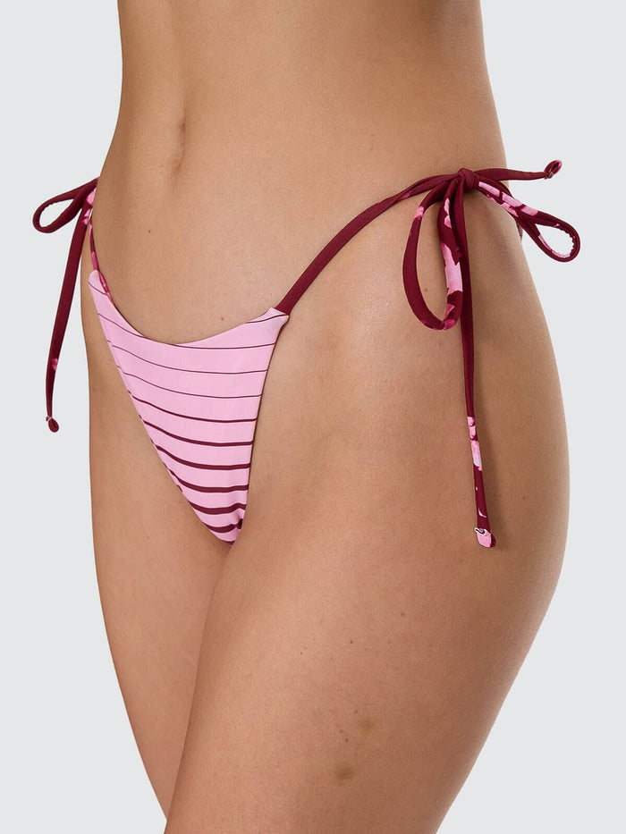 Full Bloom Reversible String Bikini Bottom - Pomegranate 4