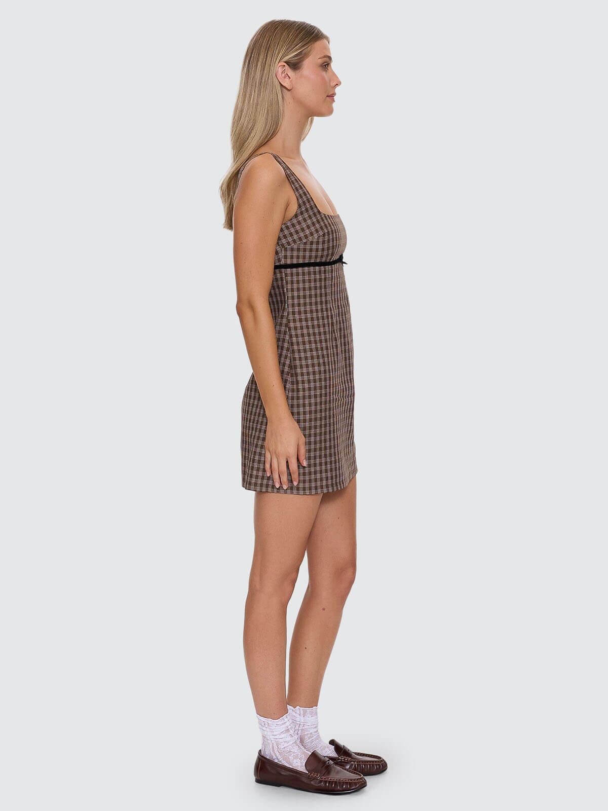 State Of Mind Check Dress - Postal Brown 4