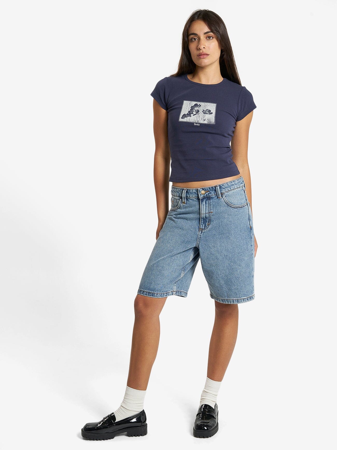 Turn Around Cap Sleeve Tee - Station navy