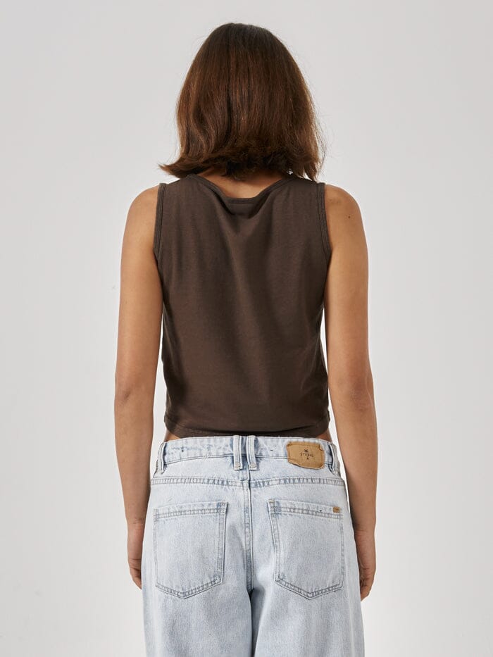 Hemp Boat Neck Tank - Postal Brown