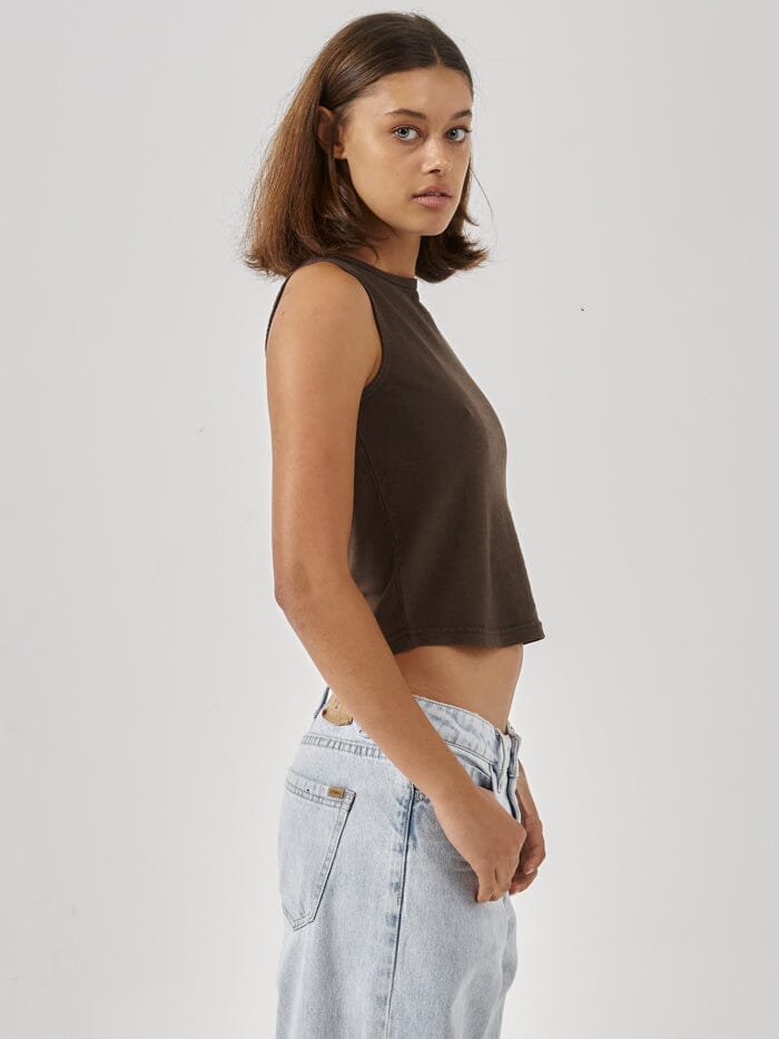 Hemp Boat Neck Tank - Postal Brown