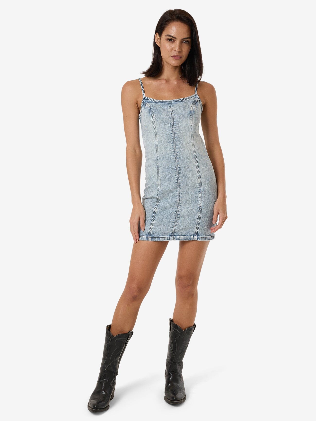 white christmas dresses Rory Mini Denim Dress in Blue