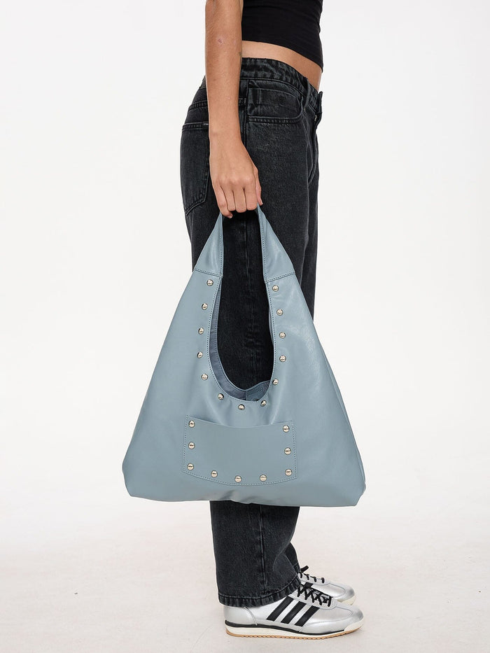 Wish Me Luck Studded Shoulder Bag - Dark Grey Blue