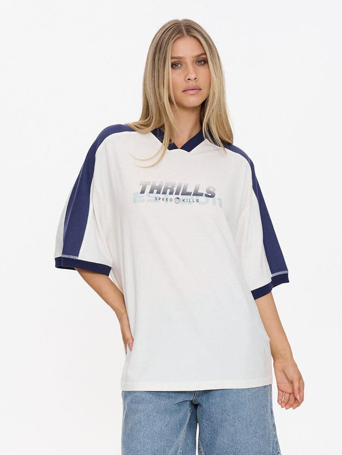 Speed Kills V-Neck Oversized Tee - Dirty White 4