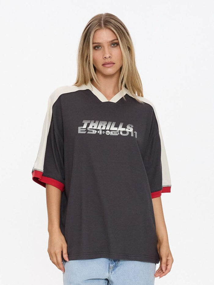 Speed Kills V-Neck Oversized Tee - Merch Black 4