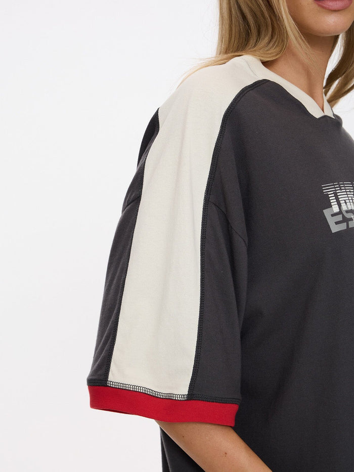 Speed Kills V-Neck Oversized Tee - Merch Black 4