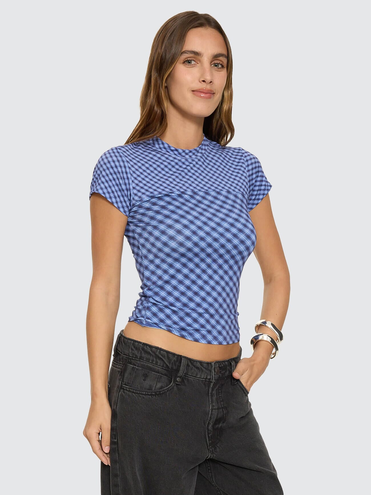 High Speed Check Panelled Club Tee - Guardian Navy 4