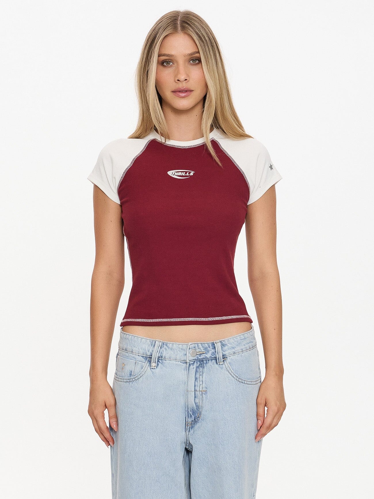 Playing For Keeps Raglan Club Tee - Garnet Red 4