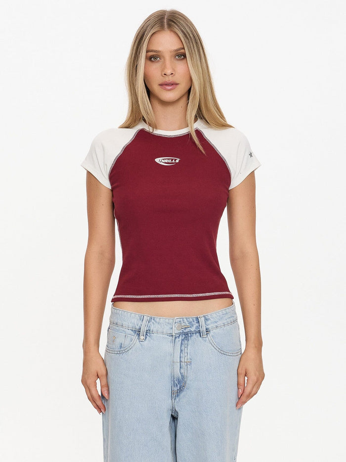 Playing For Keeps Raglan Club Tee - Garnet Red 4