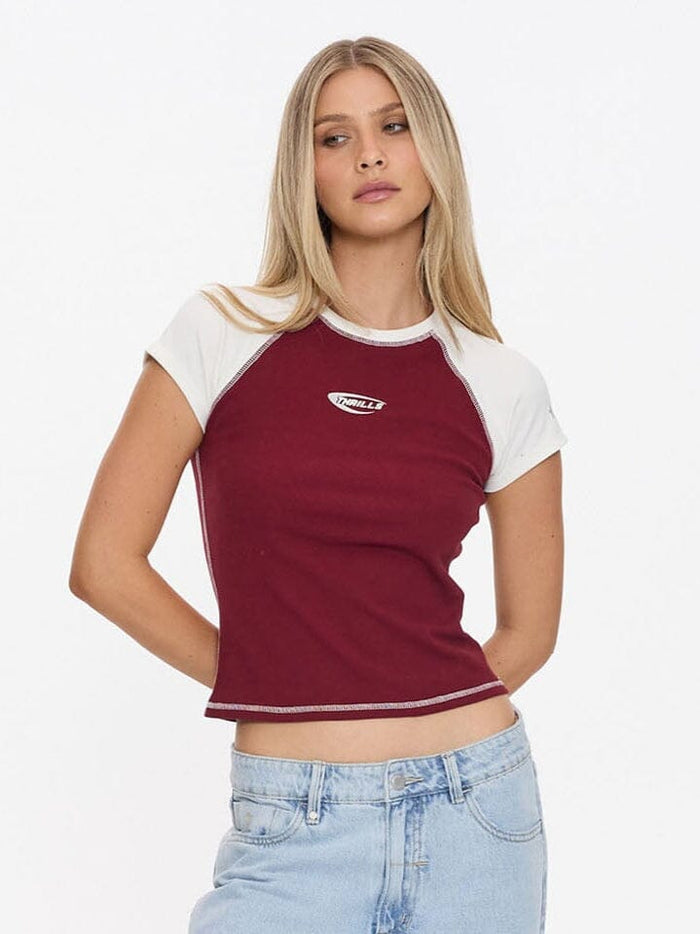 Playing For Keeps Raglan Club Tee - Garnet Red 4