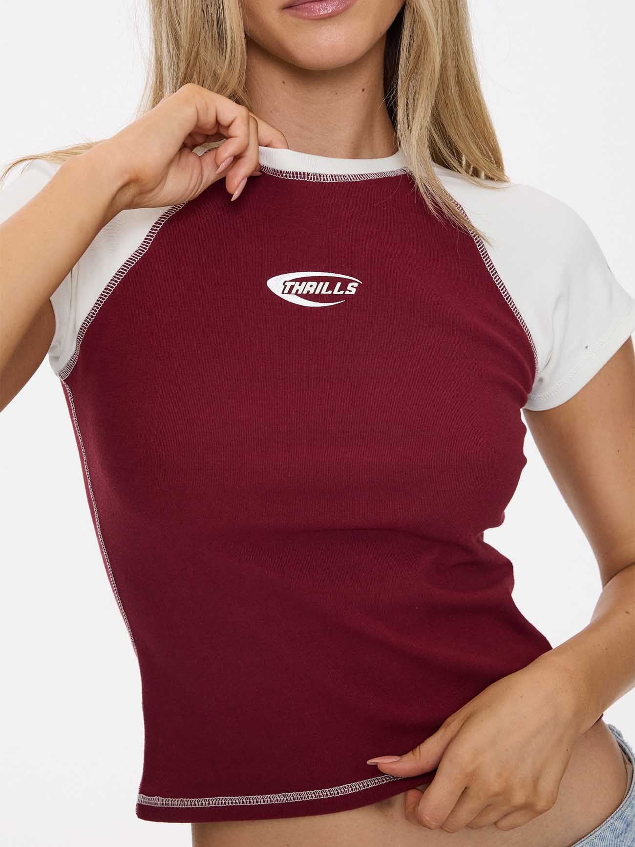 Playing For Keeps Raglan Club Tee - Garnet Red 4