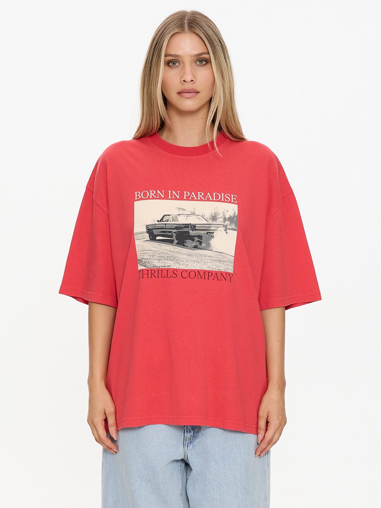 Metal And Dust Oversized Tee - Flame Red 4