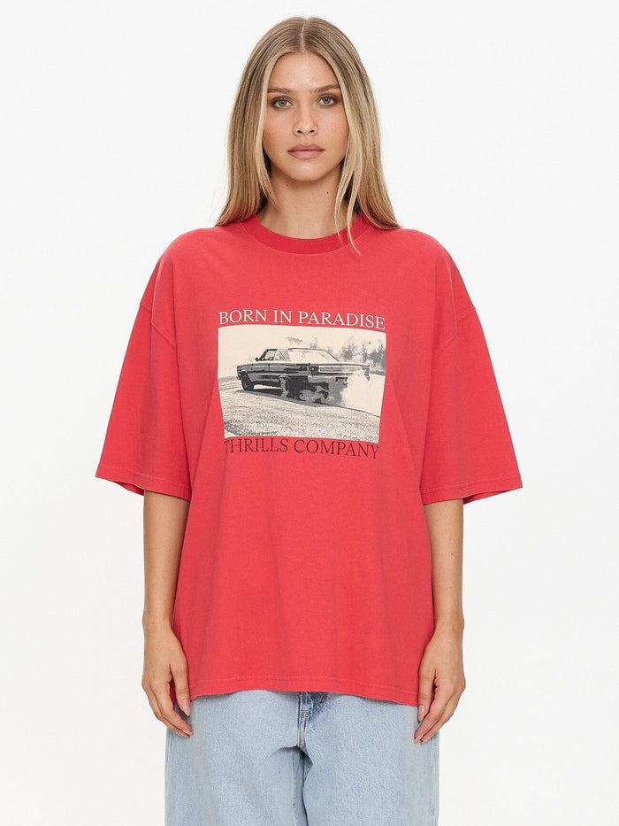 Metal And Dust Oversized Tee - Flame Red 4