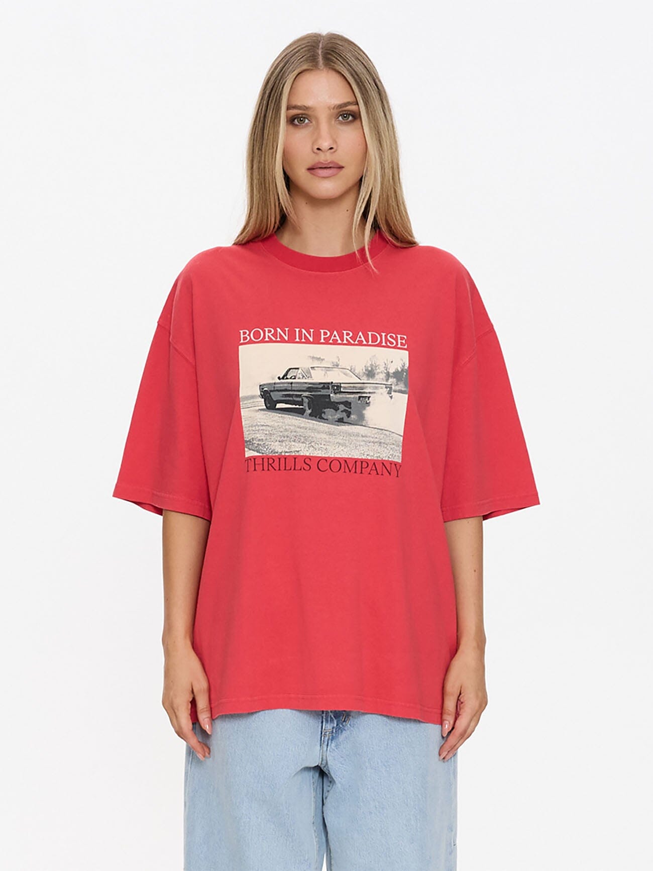 Metal And Dust Oversized Tee - Flame Red 4