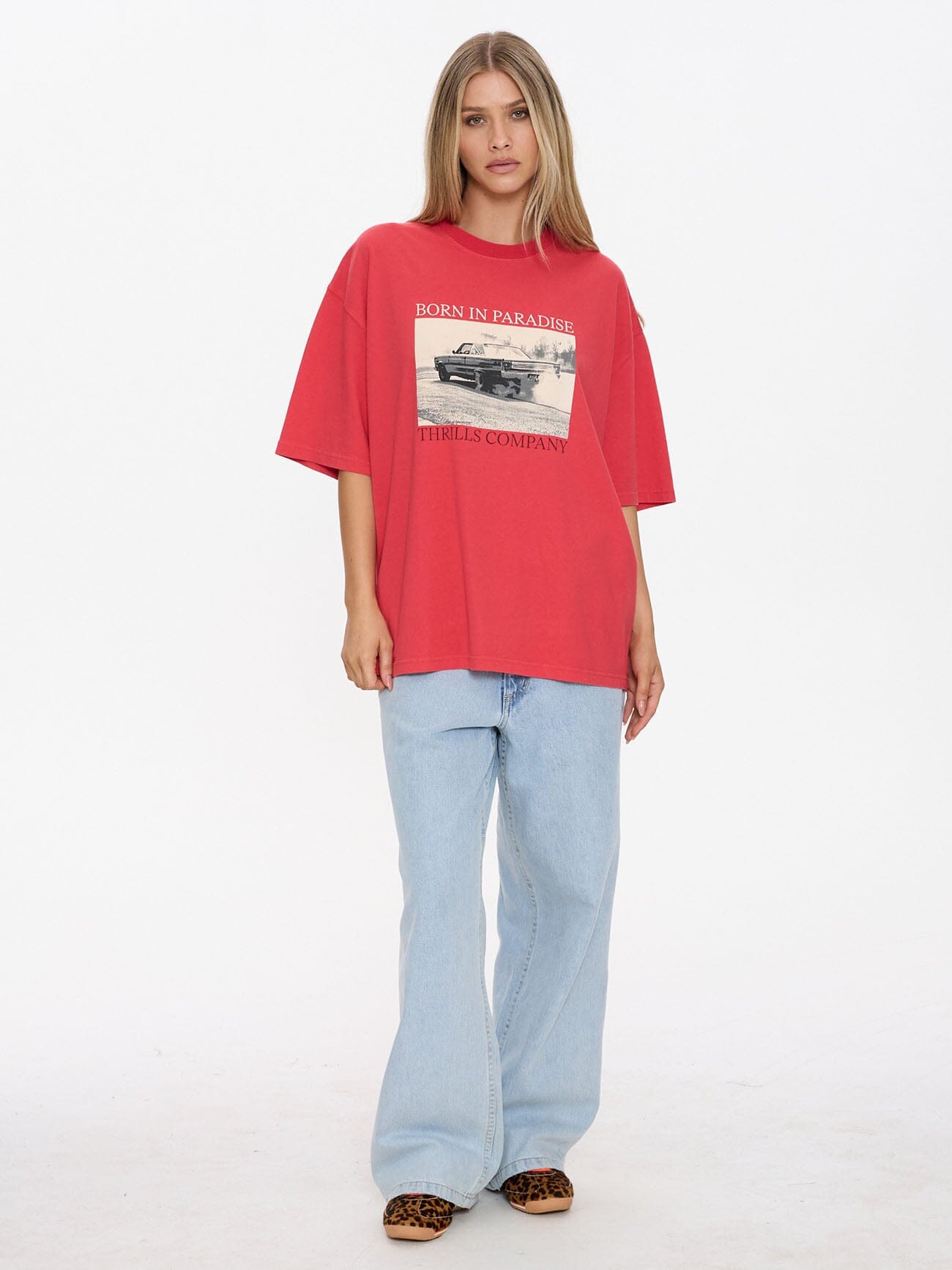 Metal And Dust Oversized Tee - Flame Red 4