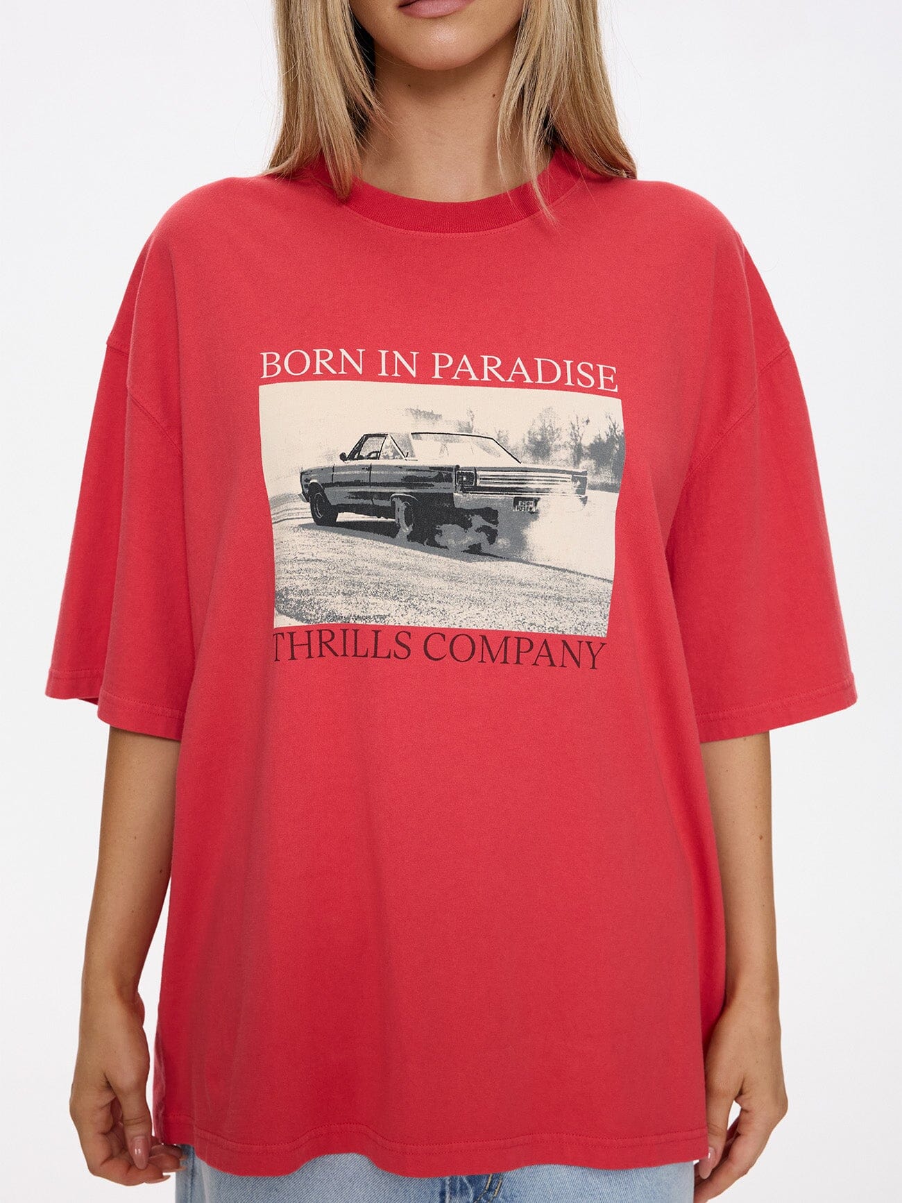 Metal And Dust Oversized Tee - Flame Red 4