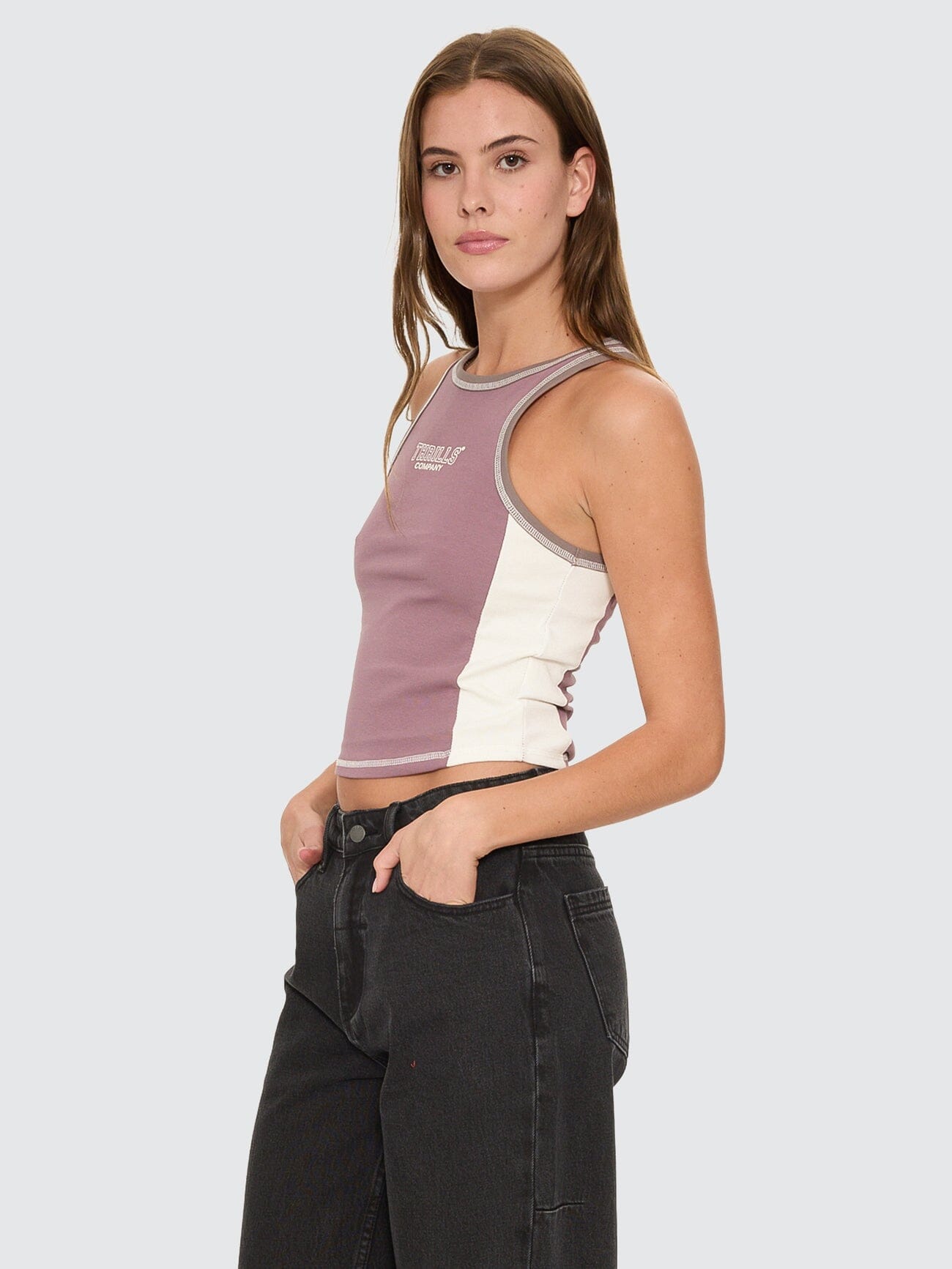 Break Point Panelled Tank - Vintage Mauve