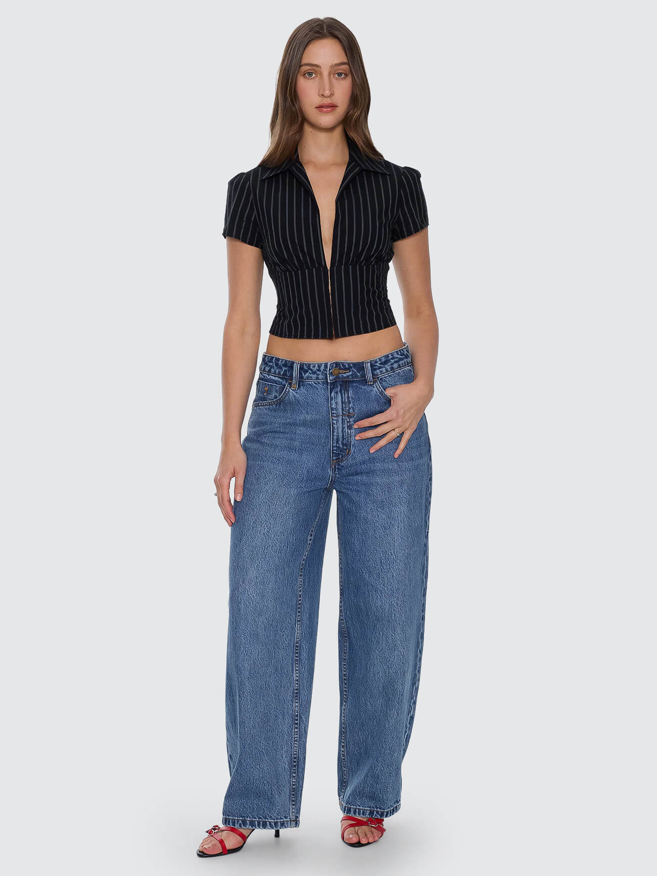 Unwind Stripe Short Sleeve Shirt - Black