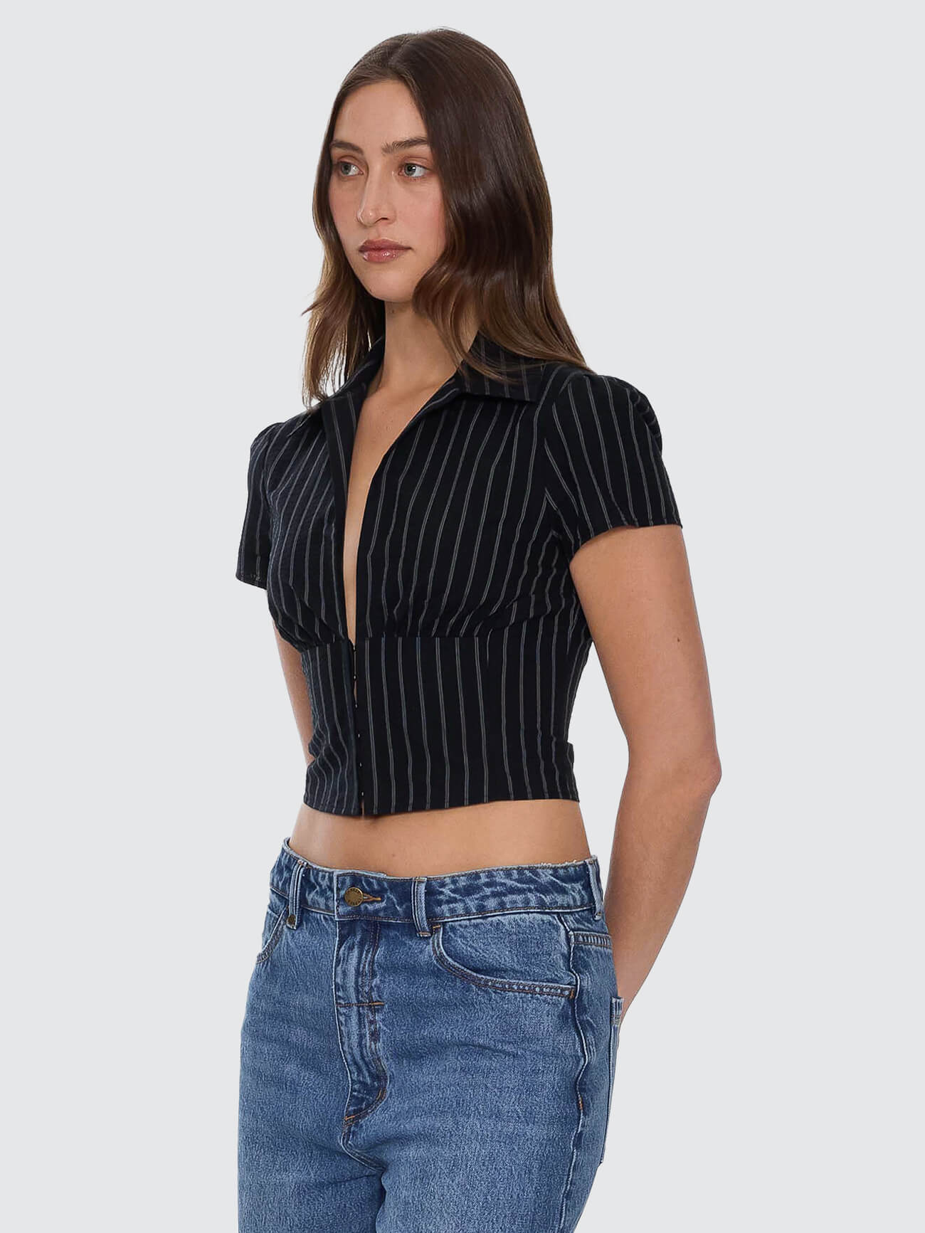 Unwind Stripe Short Sleeve Shirt - Black