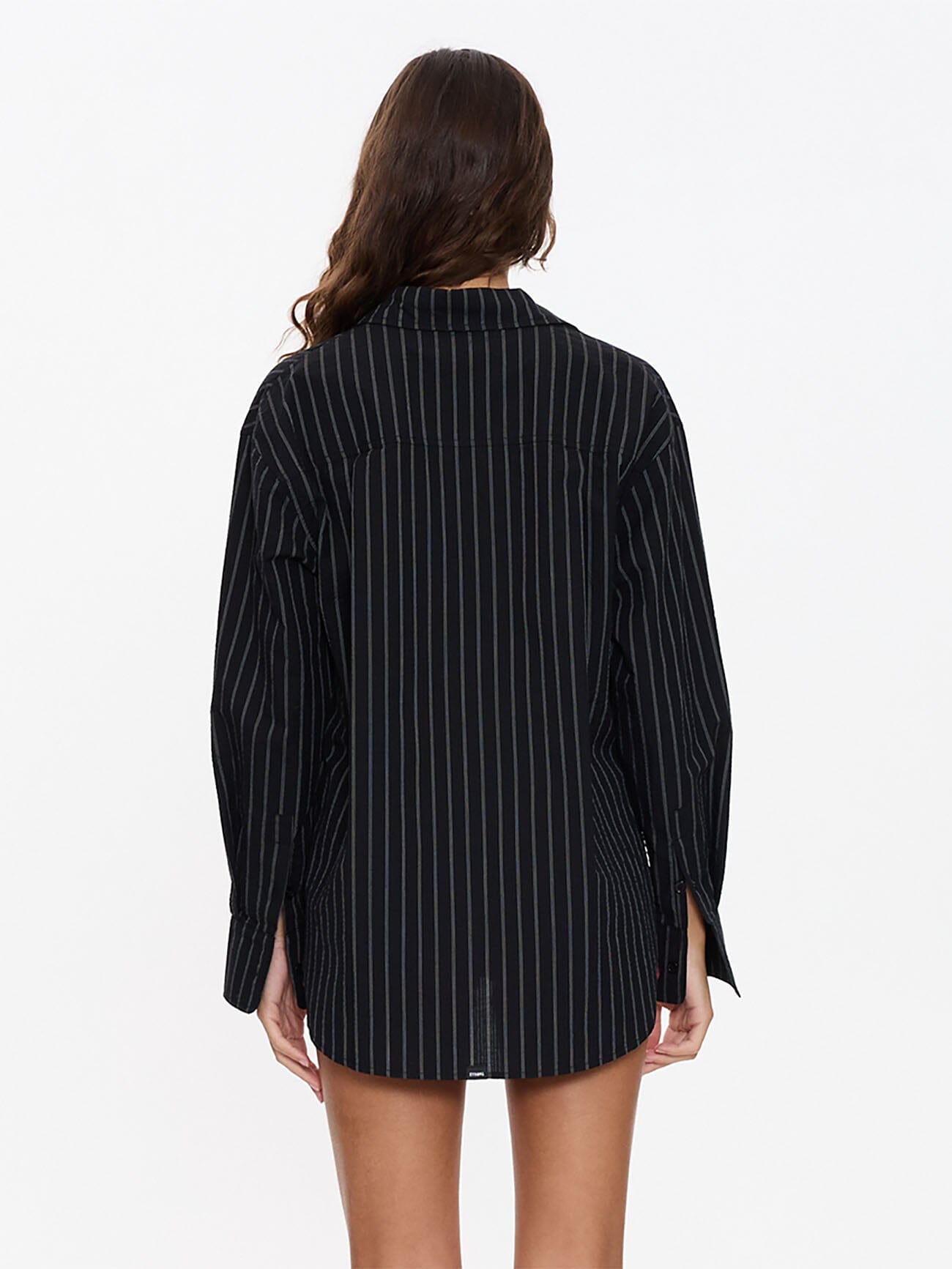 Unwind Stripe Oversized Shirt - Black 4