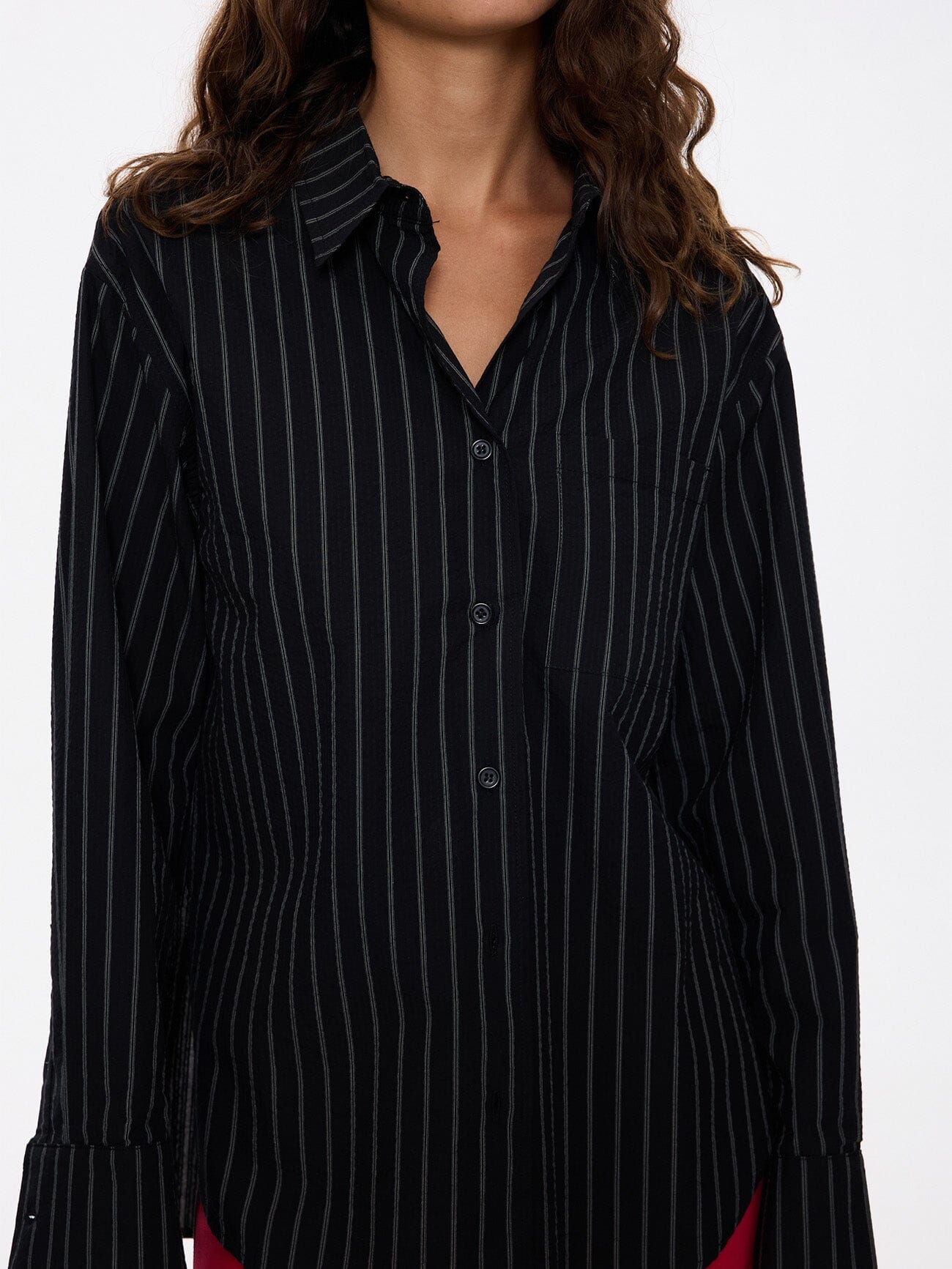 Unwind Stripe Oversized Shirt - Black 4